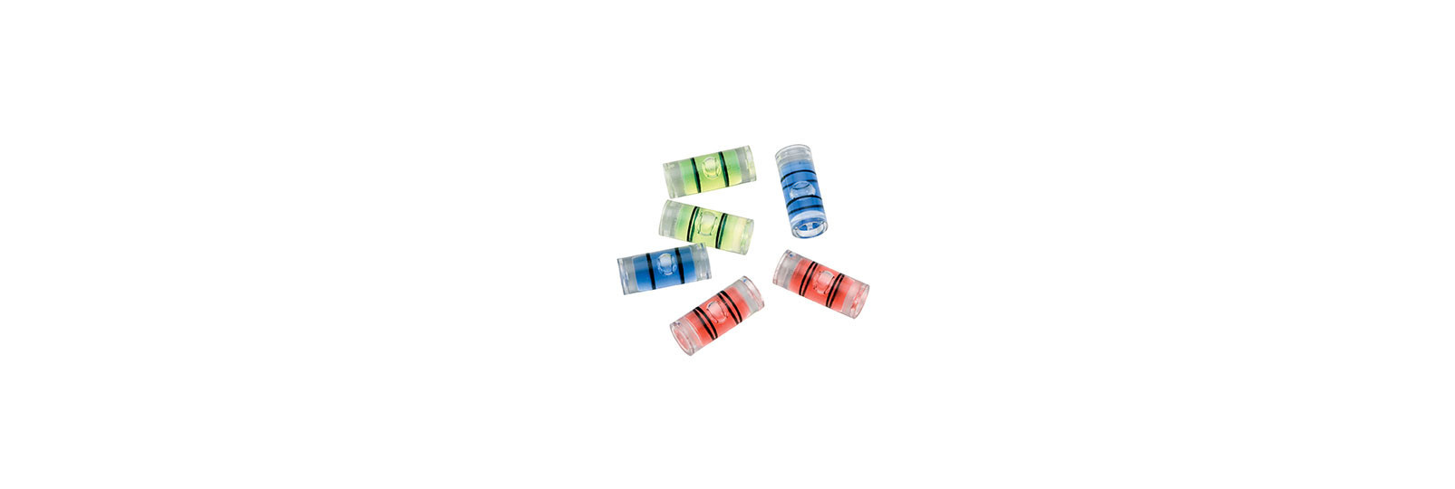 Six colored glass bubbles (Spirit level) set
