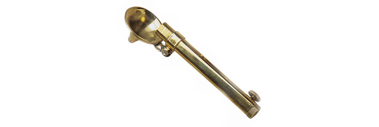 Powder measurer with overturning funnel and nipple pick